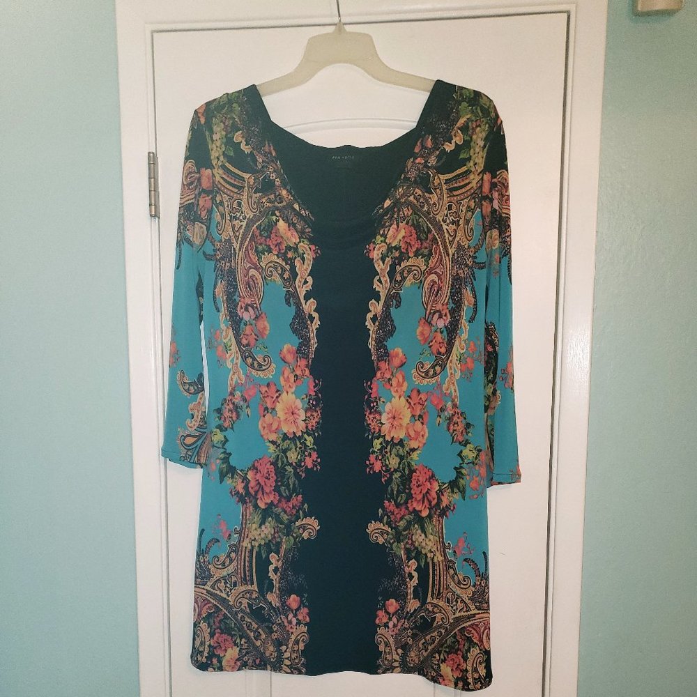 Eva Varro Paisley & Flower Print Dress Sz L